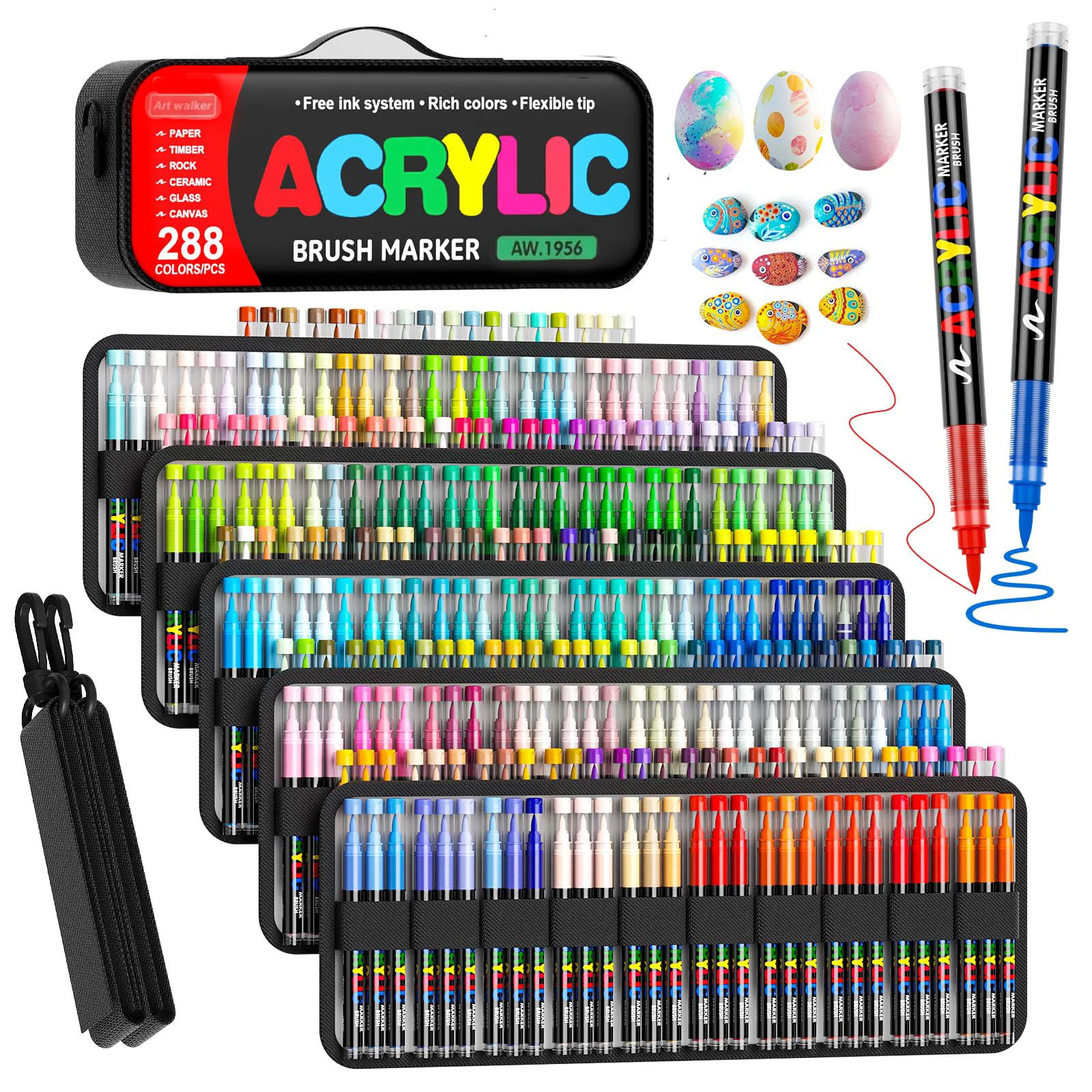 288 Colors Acrylic Marker Set Professional Brush Tip Paint Pens with Portable Crossbody Bag Waterproof ArtMarkers for Rock Wood
288 Colors Acrylic Marker Set Professional Brush Tip Paint Pens with Portable Crossbody Bag Waterproof ArtMarkers for Rock Wood