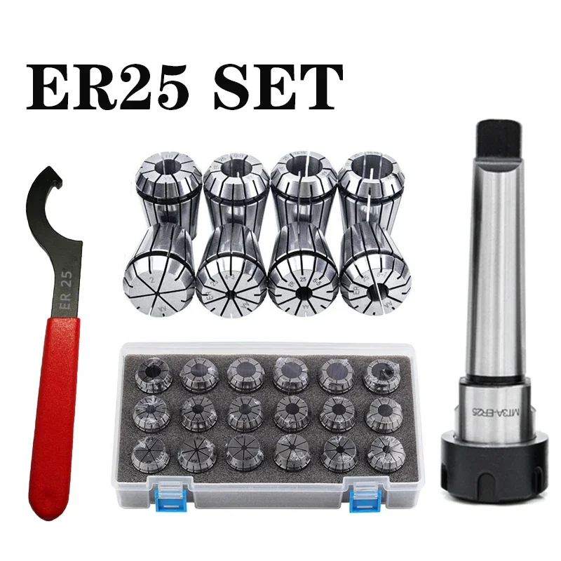 ER25 Spring Clamps 15PCS MTA/MT4 MT3 MT2 ER25 MTB ER25 Wrench 1PCS Collet Chuck Morse Holder Cone for CNC Milling Lathe Tool
ER25 Spring Clamps 15PCS MTA/MT4 MT3 MT2 ER25 MTB ER25 Wrench 1PCS Collet Chuck Morse Holder Cone for CNC Milling Lathe Tool