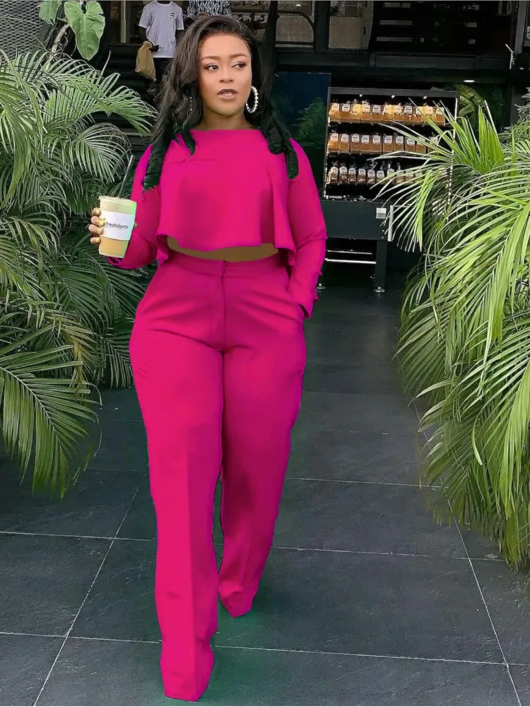 Two Piece Set Women Spring Summer Elegant Long Sleeve Crop Top Pants Sets Work Suit Woman Fashion Solid Color 2 Piece Set
Two Piece Set Women Spring Summer Elegant Long Sleeve Crop Top Pants Sets Work Suit Woman Fashion Solid Color 2 Piece Set