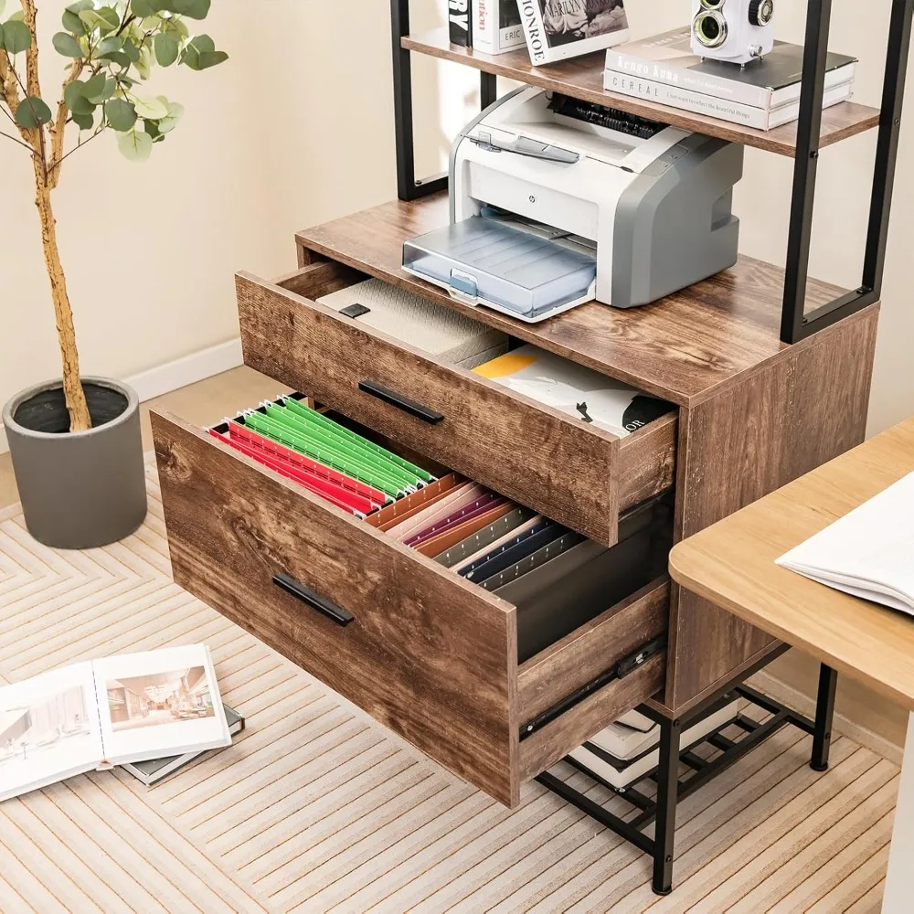 Tall 2-Drawer File Cabinet - Filing Cabinet w/Charging Station, 3-Tier Storage Shelves, Large Drawer, Hanging File Folders
Tall 2-Drawer File Cabinet - Filing Cabinet w/Charging Station, 3-Tier Storage Shelves, Large Drawer, Hanging File Folders