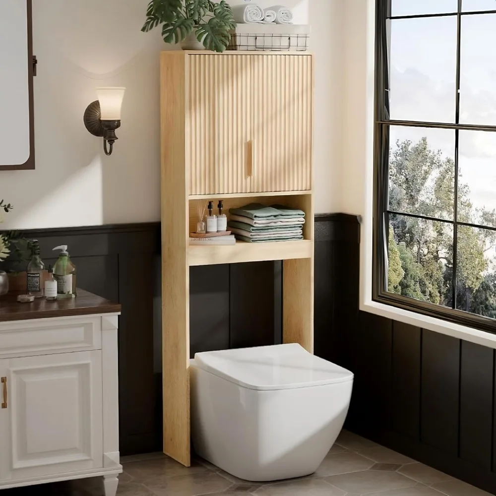 Over The Toilet Storage Cabinet with Fluted Doors, Mid Century Modern Bathroom Organizer Over Toilet, Freestanding, Customized
Over The Toilet Storage Cabinet with Fluted Doors, Mid Century Modern Bathroom Organizer Over Toilet, Freestanding, Customized