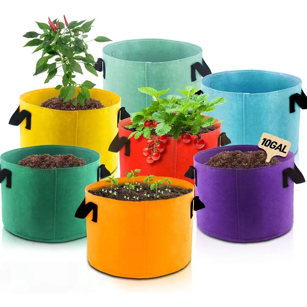 10-Gallon Fabric Grow Bags (7 Pack Mix Color) with Handles for Potato, Tomato, and Vegetables
10-Gallon Fabric Grow Bags (7 Pack Mix Color) with Handles for Potato, Tomato, and Vegetables