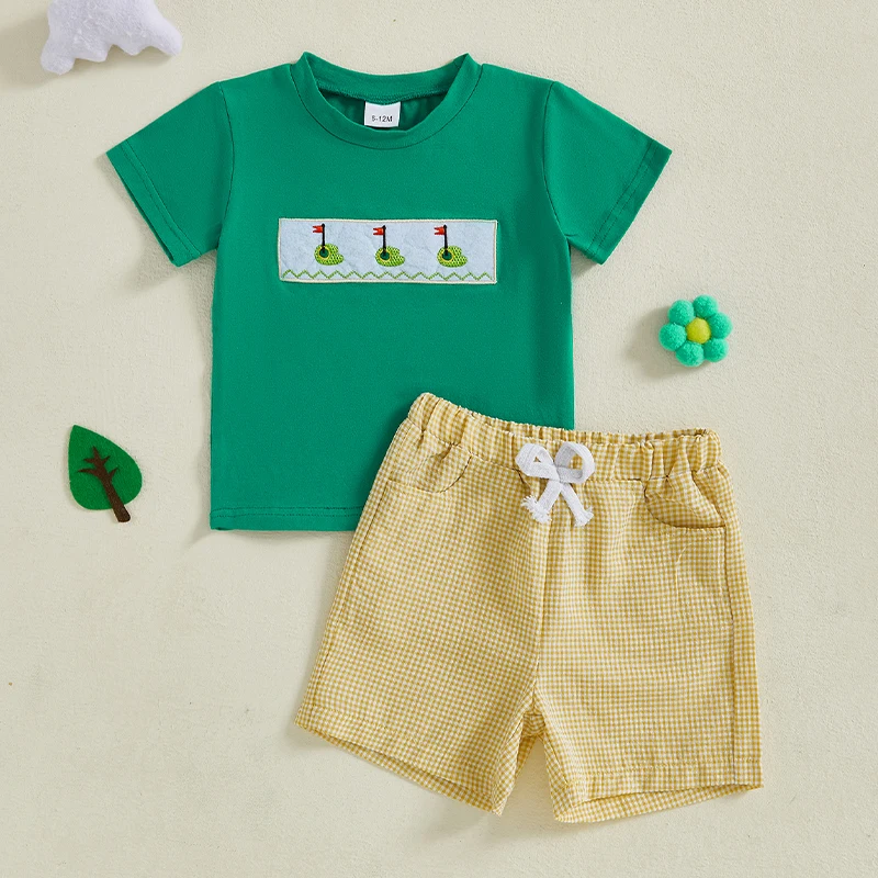 Toddler Baby Boys Summer Casual Outfits Golf Embroidery Short Sleeve T-Shirts Elastic Waist Shorts 2Pcs Clothes Sets
Toddler Baby Boys Summer Casual Outfits Golf Embroidery Short Sleeve T-Shirts Elastic Waist Shorts 2Pcs Clothes Sets