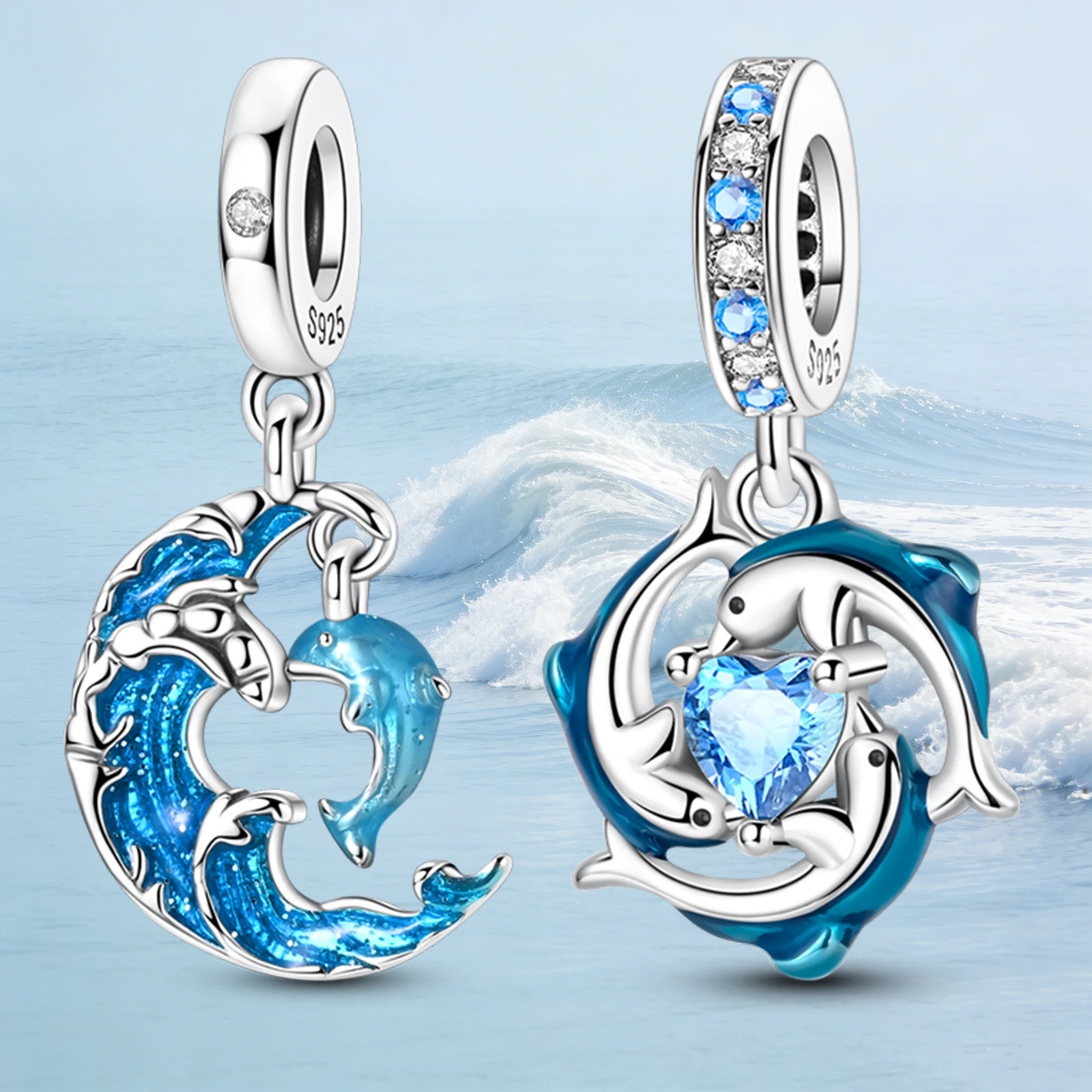 Moon & Dolphin Charm 925 Sterling Silver Bead Blue Decoration Ocean Theme Pendant Fit Bracelets Jewelry Gift for Women
Moon & Dolphin Charm 925 Sterling Silver Bead Blue Decoration Ocean Theme Pendant Fit Bracelets Jewelry Gift for Women