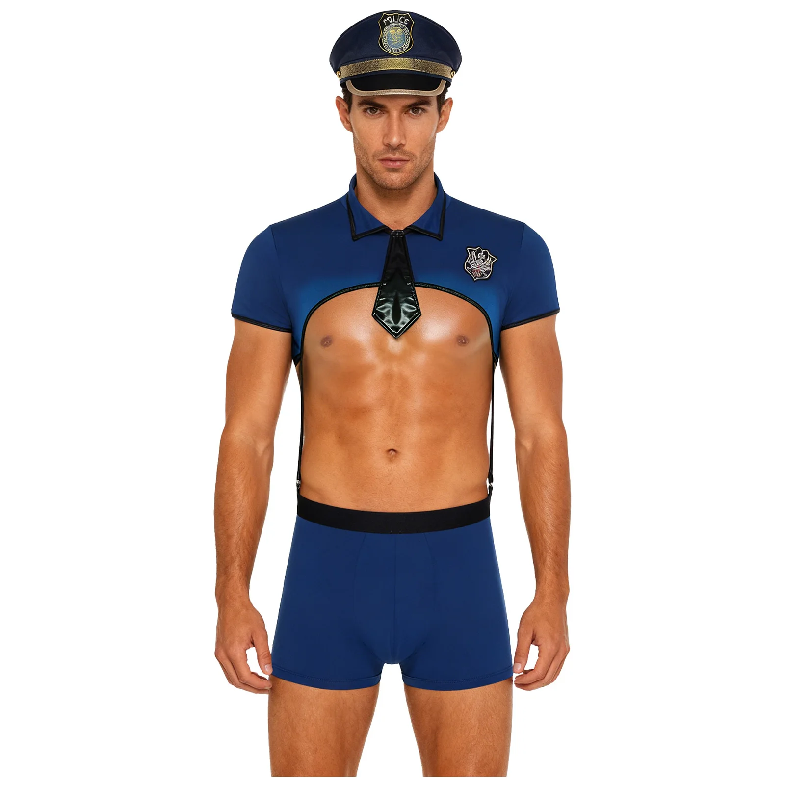 Мужское нижнее белье полицейского, грязный полицейский, с коротким рукавом, укороченный топ-боксер с мышцами груди, нижнее белье со шляпой и галстуком, костюм
Мужское нижнее белье полицейского, грязный полицейский, с коротким рукавом, укороченный топ-боксер с мышцами груди, нижнее белье со шляпой и галстуком, костюм