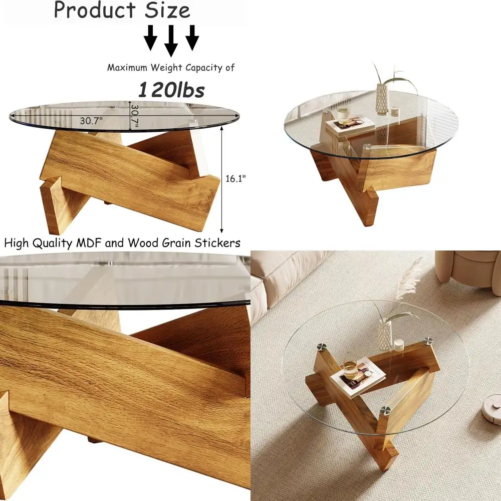 Круглый журнальный столик из закаленного стекла из натурального дерева 30,7 для гостиных
Круглый журнальный столик из закаленного стекла из натурального дерева 30,7 для гостиных