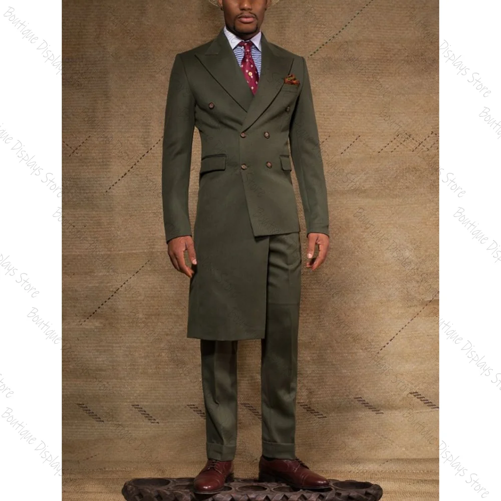 Asymmetric Olive Green Double Breasted Men Suit Peaked Lapel Business Casual Formal Costume Homme 2 Pcs Set Jacket Pants
Asymmetric Olive Green Double Breasted Men Suit Peaked Lapel Business Casual Formal Costume Homme 2 Pcs Set Jacket Pants