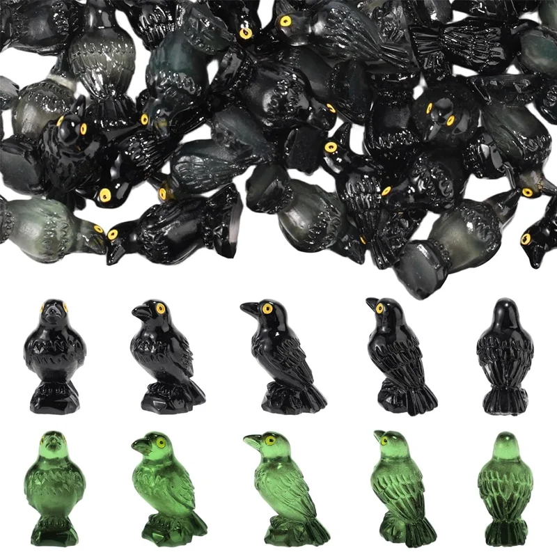 10pcs Mini Resin Crow Figurines, Glow in The Dark Halloween Figures Miniature for Indoor Home Halloween Scene Decorations
10pcs Mini Resin Crow Figurines, Glow in The Dark Halloween Figures Miniature for Indoor Home Halloween Scene Decorations