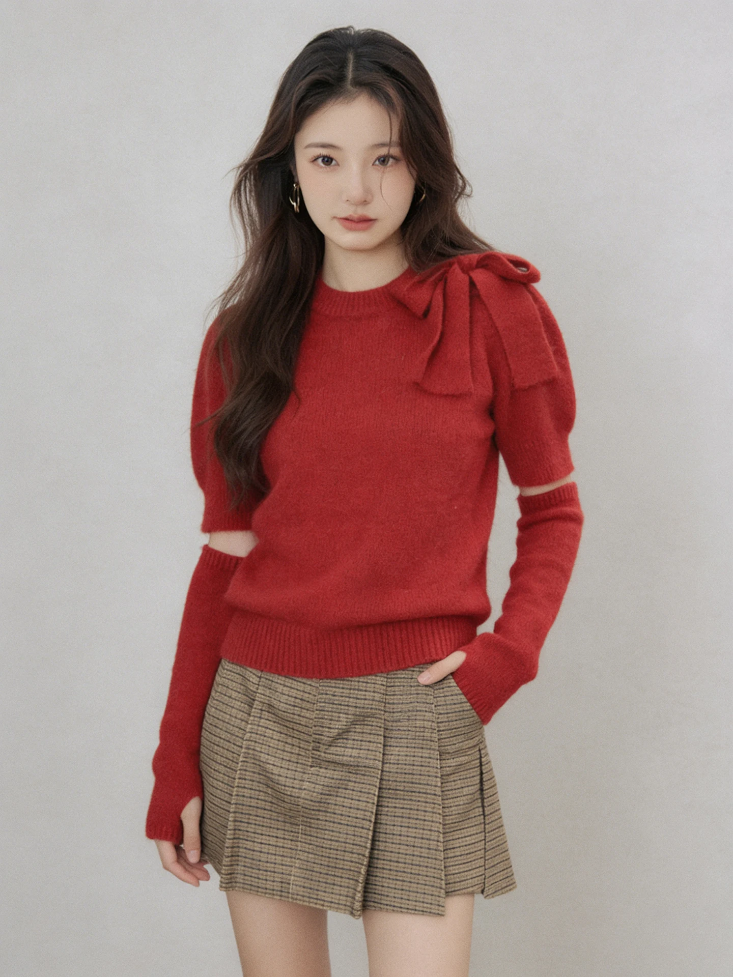 Soft Long Sve Women's Knitted Sweater Red Bow Design Casual Loose Fit Overhead Spring New Sle Comfortable Warm Top
Soft Long Sve Women's Knitted Sweater Red Bow Design Casual Loose Fit Overhead Spring New Sle Comfortable Warm Top