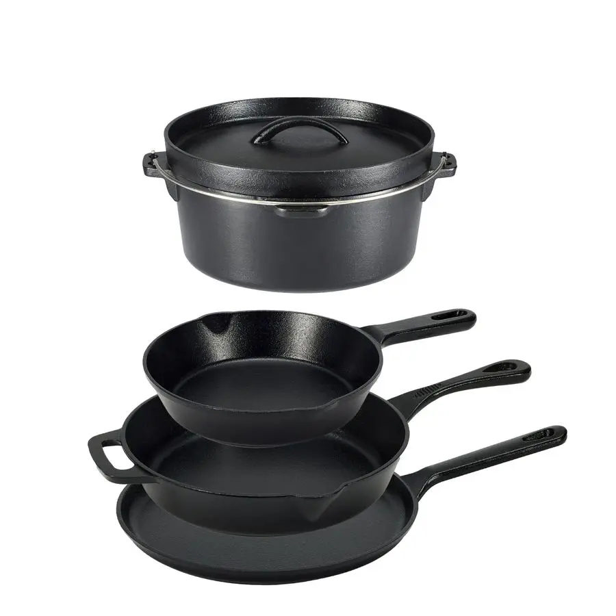 PreSeasoned Cast Iron 5Piece Cookware Set, Oven Safe, Cooks Evenly, 14.17 x 12.2 x 10.63 in, Black
PreSeasoned Cast Iron 5Piece Cookware Set, Oven Safe, Cooks Evenly, 14.17 x 12.2 x 10.63 in, Black