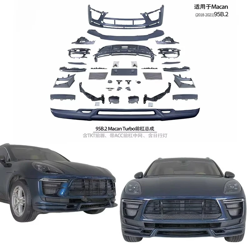 STLF For Macan 2018-21 TURBO Front Bumper TKT Front Lip with ACC Medium Net Day Running Light High Quality Easy Installation
STLF For Macan 2018-21 TURBO Front Bumper TKT Front Lip with ACC Medium Net Day Running Light High Quality Easy Installation