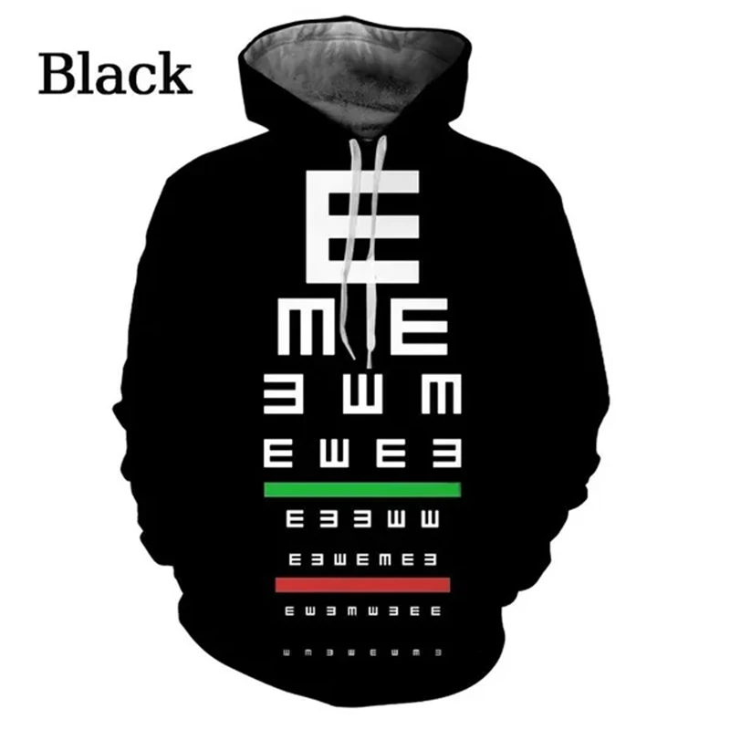 Eye Chart Pattern Hoodie New Style Funny Casual 3D Graphic Hoodies Men's Street Personality Pullovers Fashion Cool Couple Hooded
Eye Chart Pattern Hoodie New Style Funny Casual 3D Graphic Hoodies Men's Street Personality Pullovers Fashion Cool Couple Hooded