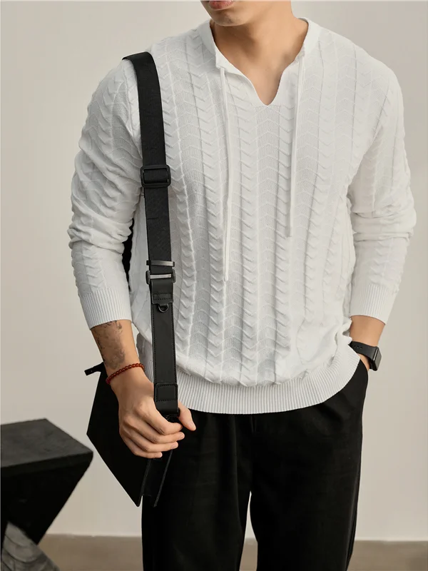 Мужской вязаный свитер с v-образным вырезом, однотонный базовый слой с вышивкой в виде волны на шнурке, мягкая верхняя одежда стандартного кроя
Мужской вязаный свитер с v-образным вырезом, однотонный базовый слой с вышивкой в виде волны на шнурке, мягкая верхняя одежда стандартного кроя