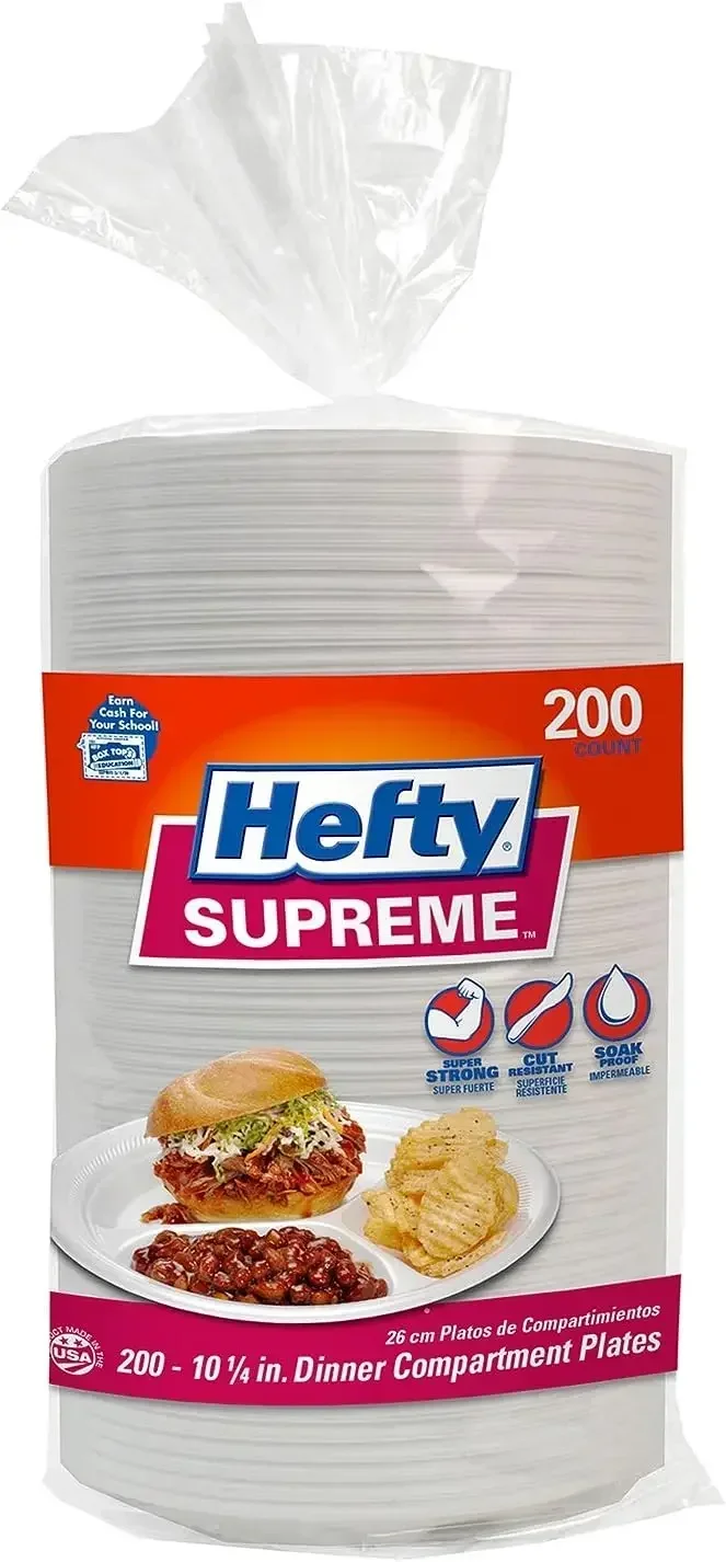 Three Pack Two Hundred Count Three Section Foam Plates
Three Pack Two Hundred Count Three Section Foam Plates