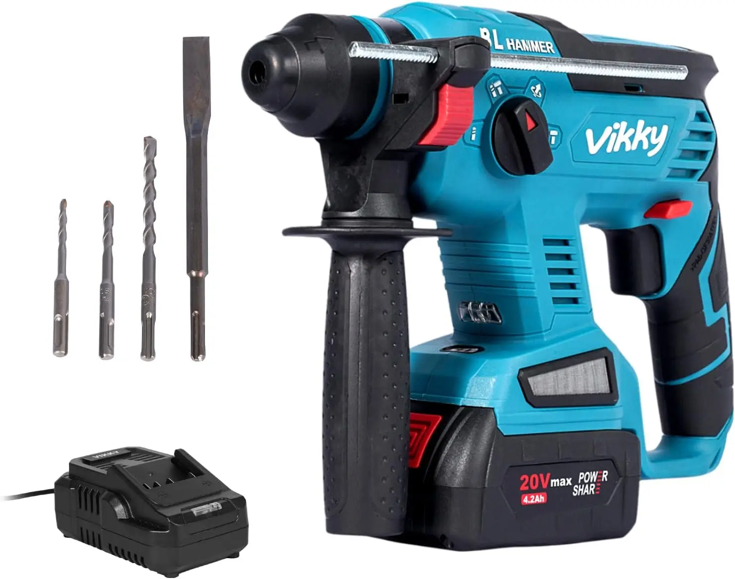 20V SDS Plus rotary hammer drill, brushless cordless demolition hammer kit, with 4.2Ah battery and charger, 4 functions, suitabl
20V SDS Plus rotary hammer drill, brushless cordless demolition hammer kit, with 4.2Ah battery and charger, 4 functions, suitabl