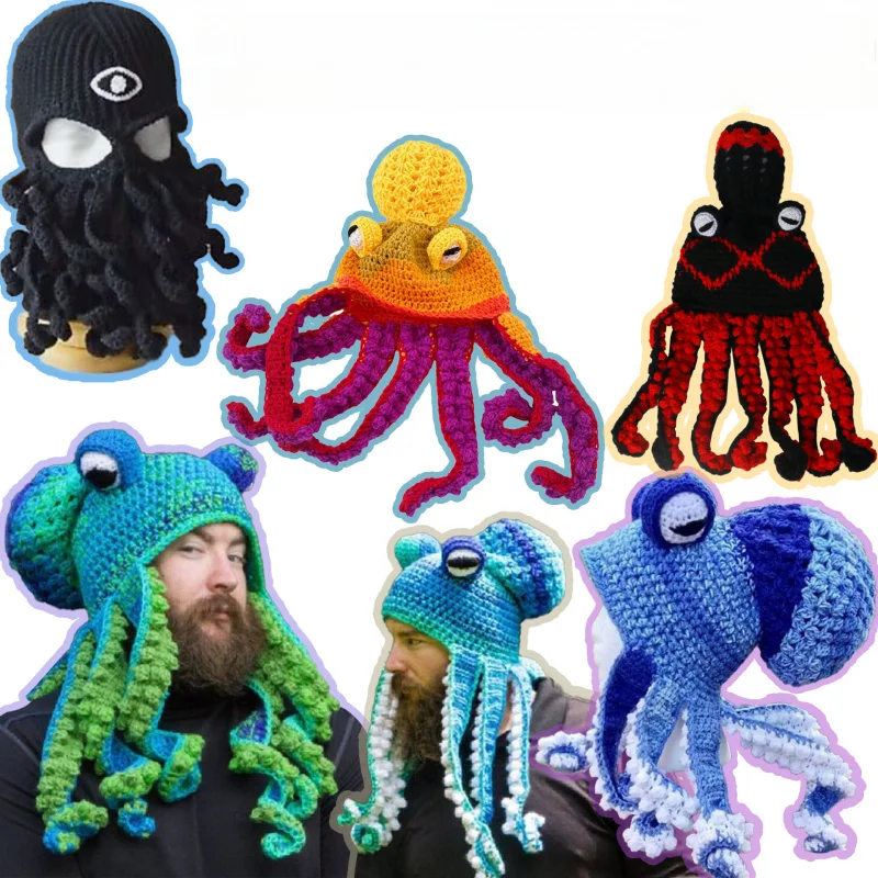 Man Woman Funny adult Halloween party prank headgear hand-knitted octopus-shaped caps for holiday party stage performance
Man Woman Funny adult Halloween party prank headgear hand-knitted octopus-shaped caps for holiday party stage performance