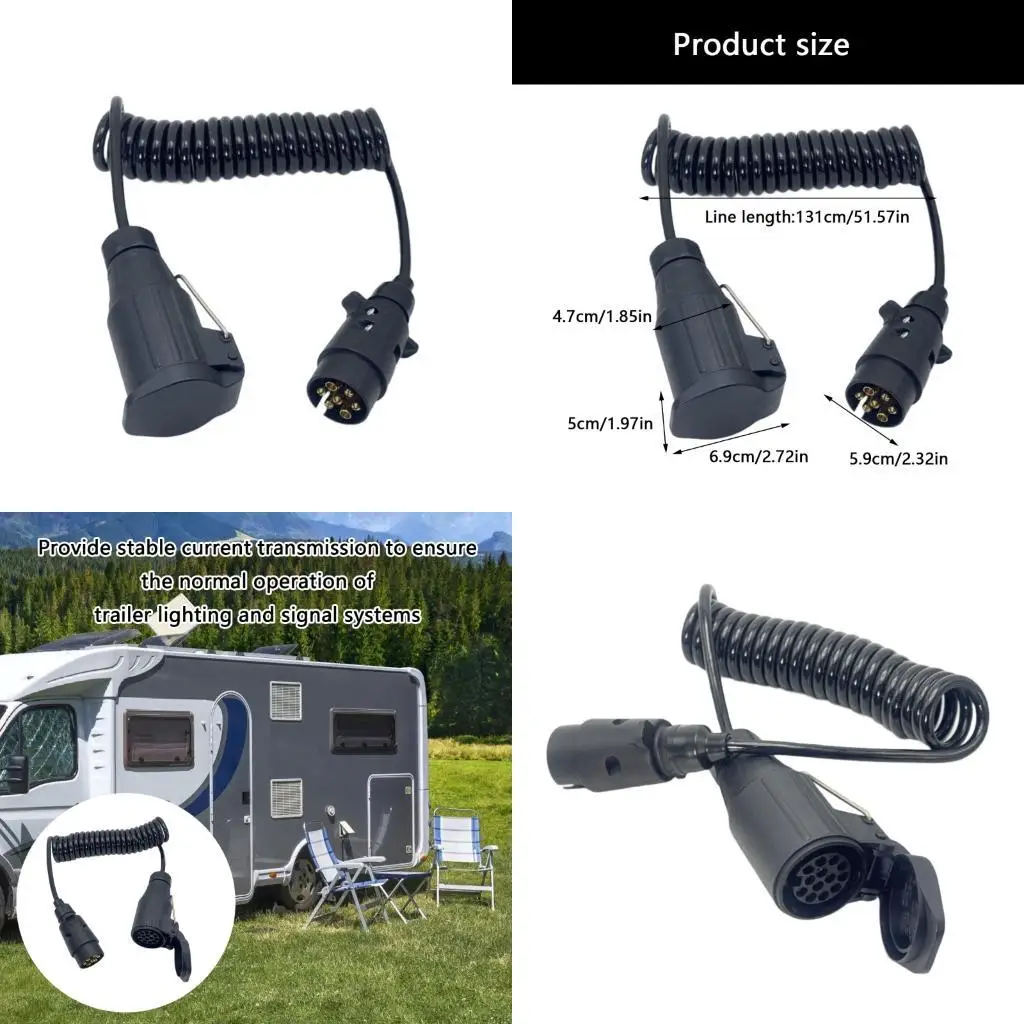 02DE Coiled Trailer Cable 7 Pin to 13 Pin Adapter Electrical Connector for Trailer
02DE Coiled Trailer Cable 7 Pin to 13 Pin Adapter Electrical Connector for Trailer