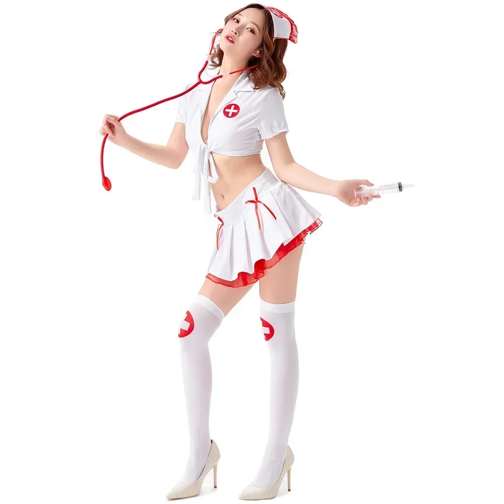 Sexy Nurse Party Bar Costumes Split Pleated Skirt Nurse Outfit
Sexy Nurse Party Bar Costumes Split Pleated Skirt Nurse Outfit