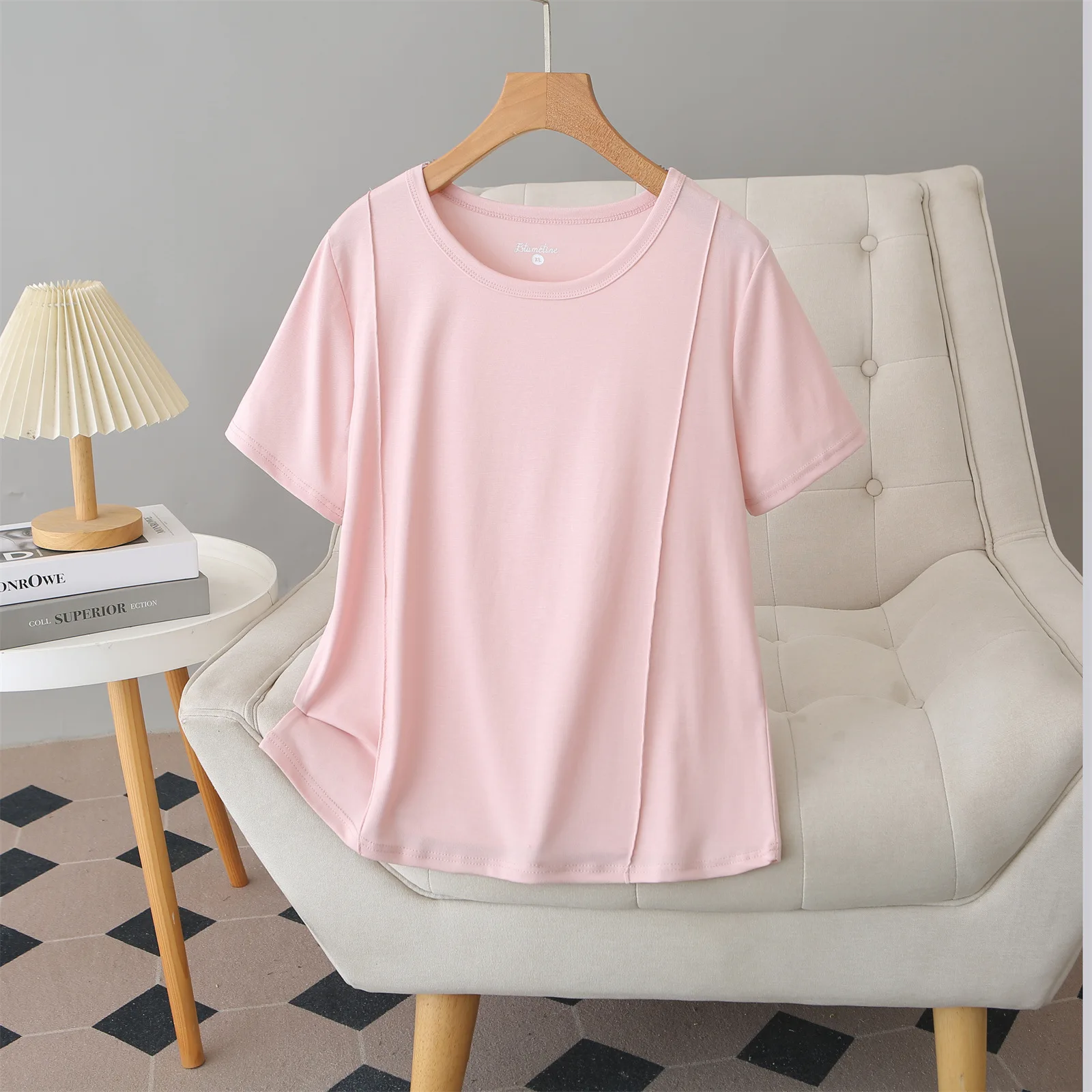 2026 Summer Plus Size Lyocell T-Shirt Women Round Neck Short Sleeve Versatile Casual Slim Tops For Curvy Ladies 8602
2026 Summer Plus Size Lyocell T-Shirt Women Round Neck Short Sleeve Versatile Casual Slim Tops For Curvy Ladies 8602