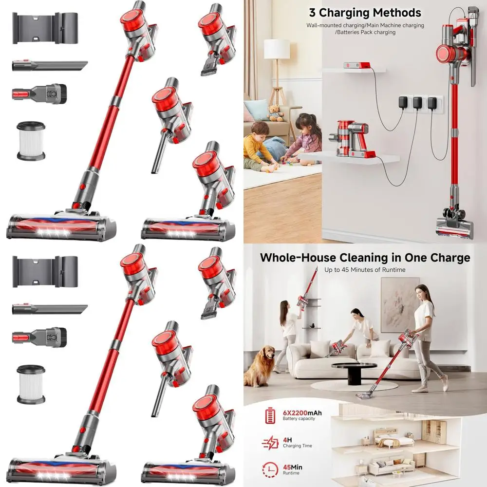 Высокомощный вертикальный пылесос 35 кПа, 45 минут работы, LED-дисплей, настенная зарядка, 6-в-1 для различных поверхностей, для дома и производства
Высокомощный вертикальный пылесос 35 кПа, 45 минут работы, LED-дисплей, настенная зарядка, 6-в-1 для различных поверхностей, для дома и производства