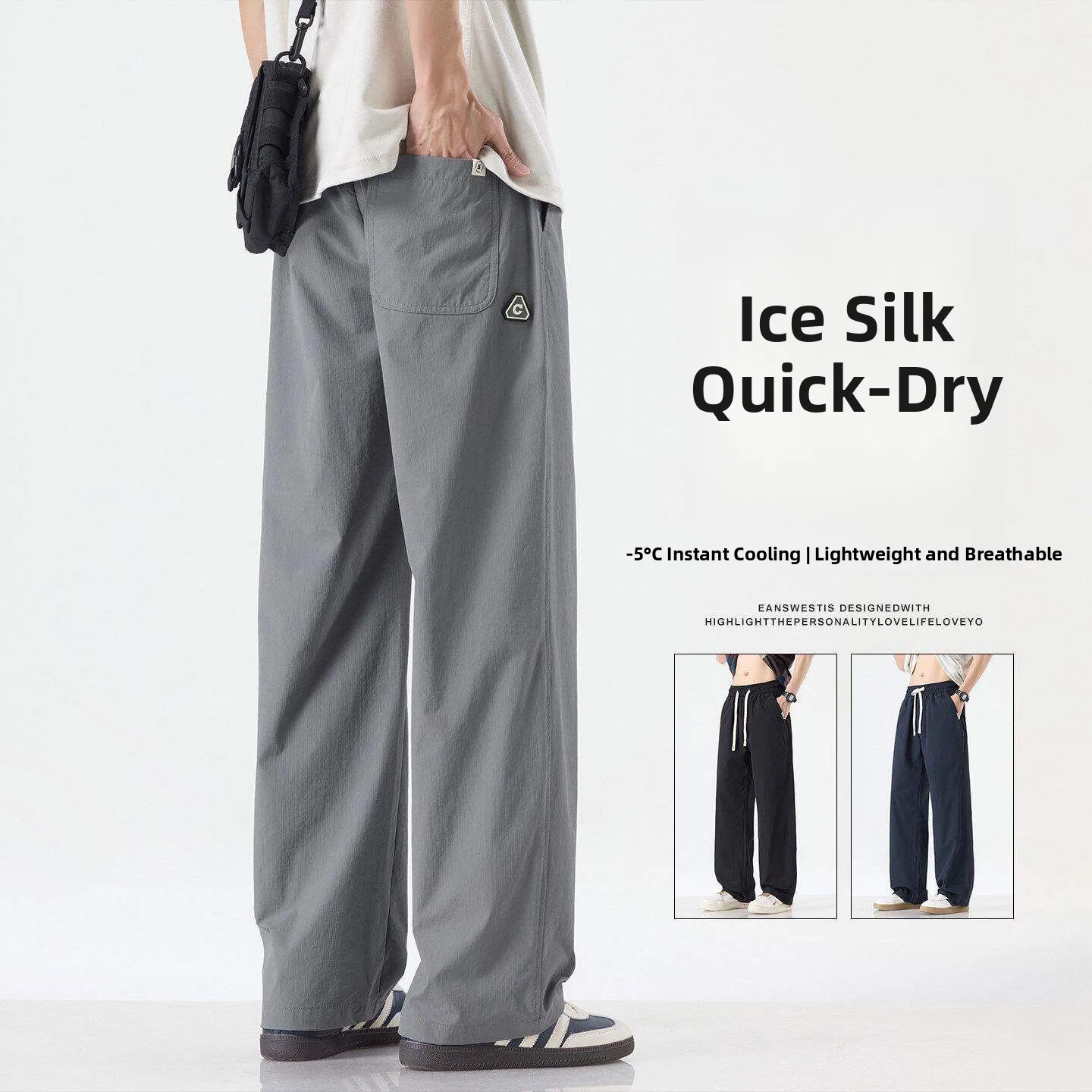Ice Silk Cool Feeling Men's Casual Pants Summer Thin Breathable Quick Dry Teenage Large Size Draped Wide Leg Straight Long Pants
Ice Silk Cool Feeling Men's Casual Pants Summer Thin Breathable Quick Dry Teenage Large Size Draped Wide Leg Straight Long Pants