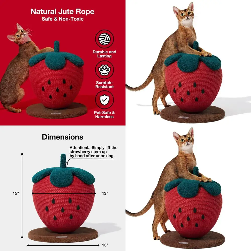 Strawberry-Themed Vertical Cat Scratching Post with Jute Rope and Ring Paper Leaves
Strawberry-Themed Vertical Cat Scratching Post with Jute Rope and Ring Paper Leaves