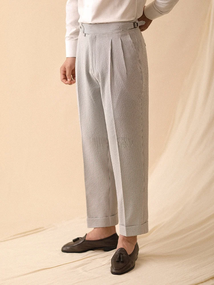 Busin Casual Men's Slim Fit Bubble Cloth Summer Pants Drapey Straight Leg Light Weight Trousers Paris Button High Waist
Busin Casual Men's Slim Fit Bubble Cloth Summer Pants Drapey Straight Leg Light Weight Trousers Paris Button High Waist