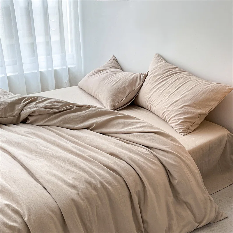 Washed Cotton 4-piece Duvet Cover Set Solid Color King Bedding Set King Duvet Cover Queen Duvet Cover Bed Sheet with Zipper Ties
Washed Cotton 4-piece Duvet Cover Set Solid Color King Bedding Set King Duvet Cover Queen Duvet Cover Bed Sheet with Zipper Ties