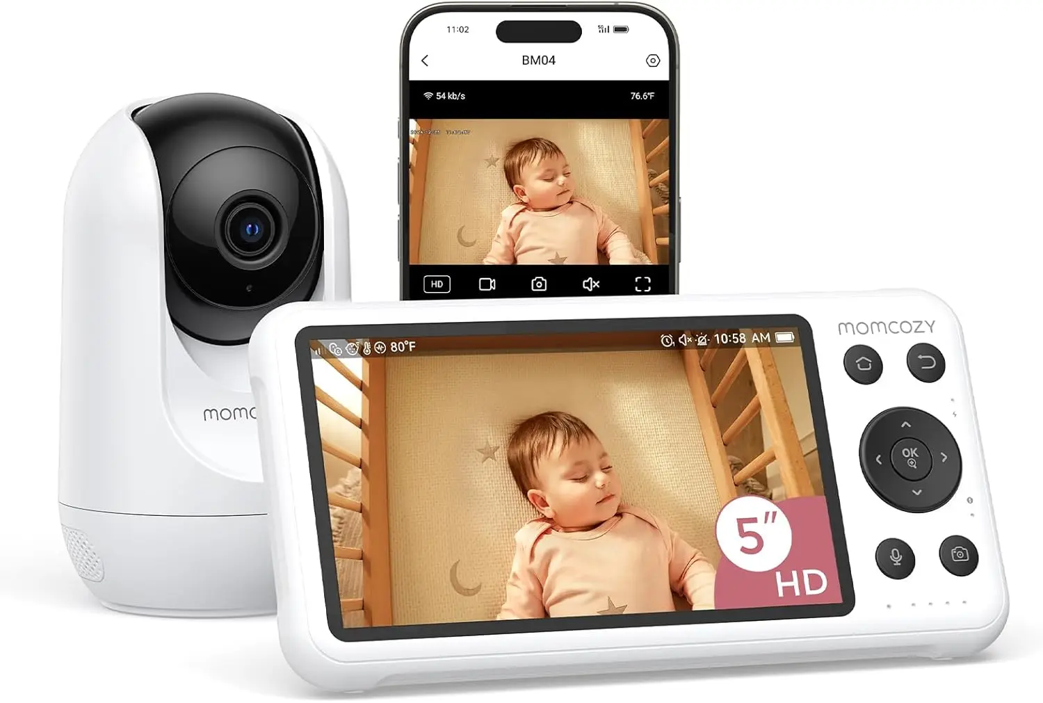 Smart WiFi Baby Monitor with Camera and Audio, 5" 1080P Screen with Wall Mount, Motion & Cry Detection, Safe Fence,Clear Night V
Smart WiFi Baby Monitor with Camera and Audio, 5" 1080P Screen with Wall Mount, Motion & Cry Detection, Safe Fence,Clear Night V