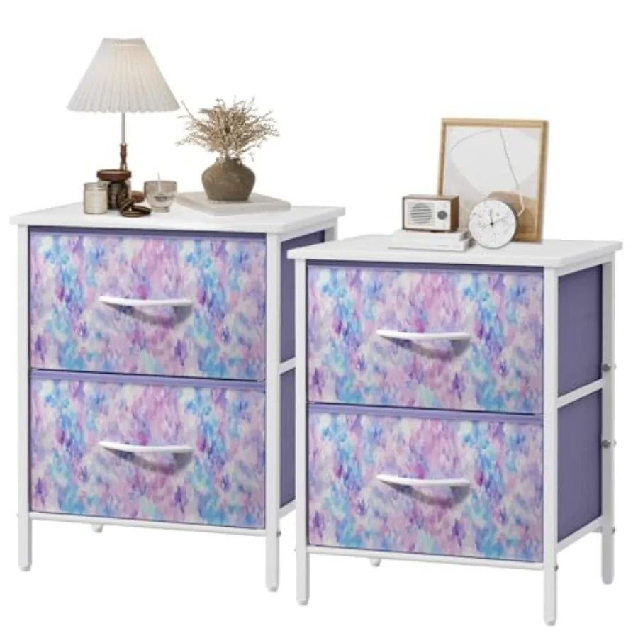 Nightstand Set of 2, Dresser with 2 Drawers, Steel Frame Bedside Furniture, Wood Top Fabric Night Stand, Colorful End Table for
Nightstand Set of 2, Dresser with 2 Drawers, Steel Frame Bedside Furniture, Wood Top Fabric Night Stand, Colorful End Table for