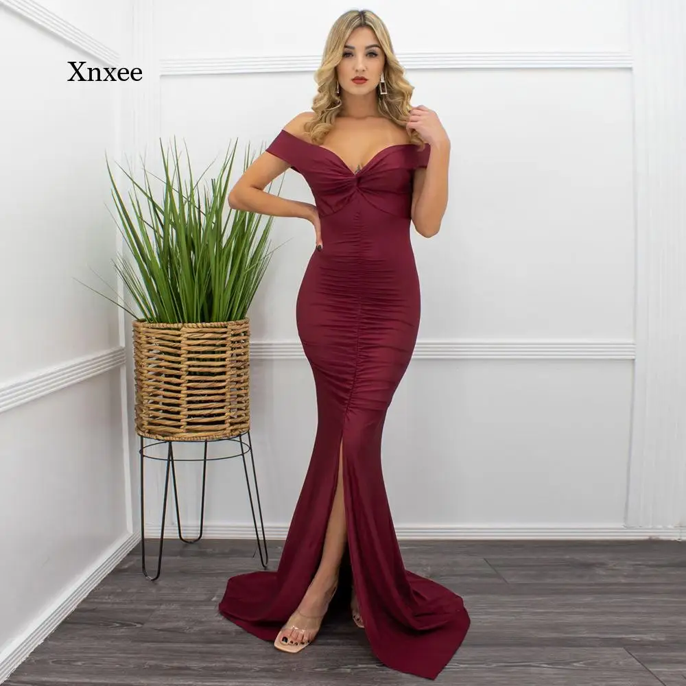 Elegant V Neck Off Shoulder Evening Maxi Dresses Sexy Ladies Backless Pleated Mermaid Long Evening Party Dresses for Women
Elegant V Neck Off Shoulder Evening Maxi Dresses Sexy Ladies Backless Pleated Mermaid Long Evening Party Dresses for Women