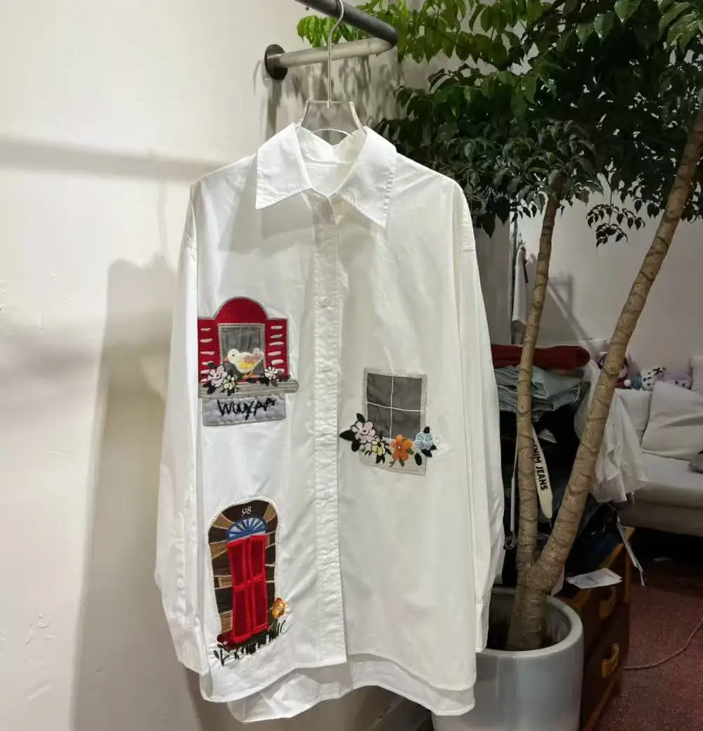 Luxury Unique Design Patchwork Cotton Shirts Blouses for Women's 2025 Autumn Tops Long Sleeve Loose Casual Shirt ropa mujer
Luxury Unique Design Patchwork Cotton Shirts Blouses for Women's 2025 Autumn Tops Long Sleeve Loose Casual Shirt ropa mujer