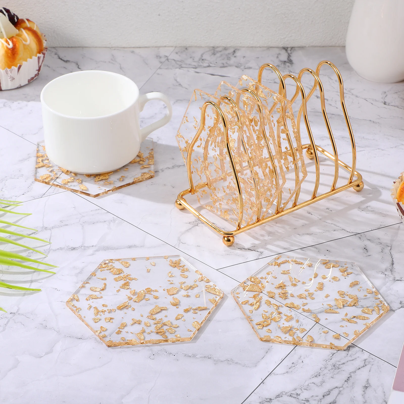 6 pcs Coaster Clear Acrylic Gold Foil Portable Lightweight Table Protector Decorative Drink Mat For Coffee Tea Home
6 pcs Coaster Clear Acrylic Gold Foil Portable Lightweight Table Protector Decorative Drink Mat For Coffee Tea Home