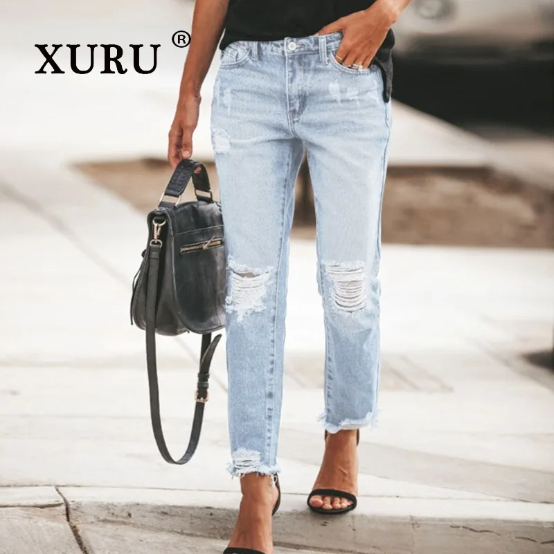 XURU - New Women's Perforated Non Elastic Retro Jeans, Straight Leg Pants, Hot Pants, Fashionable Jeans, Pants
XURU - New Women's Perforated Non Elastic Retro Jeans, Straight Leg Pants, Hot Pants, Fashionable Jeans, Pants