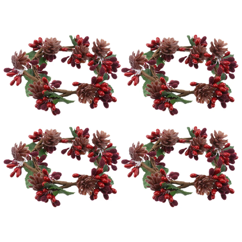 4Pcs Christmas Ring Wreaths with Pine Cones Colored Berries for Table Decor Festive Holiday Garland Set
4Pcs Christmas Ring Wreaths with Pine Cones Colored Berries for Table Decor Festive Holiday Garland Set
