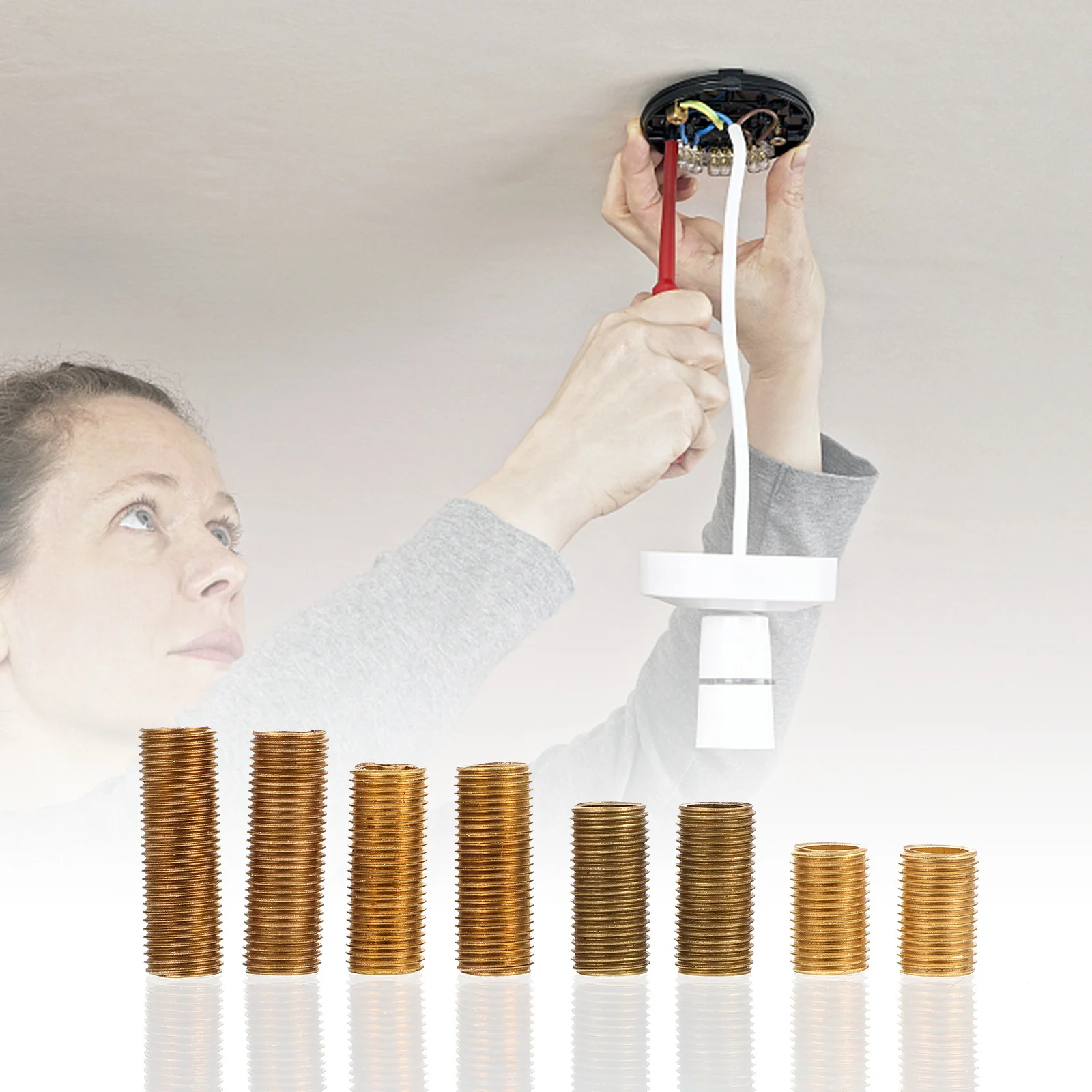 8 шт. латунных соединительных трубок для светильников, золотистые, с резьбой, для быстрой установки, для удлинения патронов, полезные для подключения освещения
8 шт. латунных соединительных трубок для светильников, золотистые, с резьбой, для быстрой установки, для удлинения патронов, полезные для подключения освещения