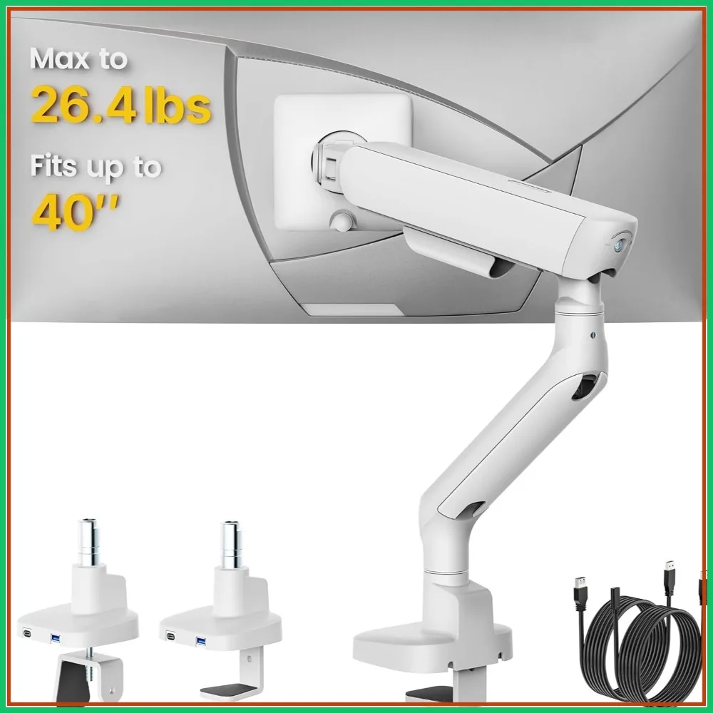 Adjustable Single Monitor Arm for 17-40" Screens, Holds up to 26.4 lbs, VESA 75/100mm, C Clamp/Grommet Mount
Adjustable Single Monitor Arm for 17-40" Screens, Holds up to 26.4 lbs, VESA 75/100mm, C Clamp/Grommet Mount