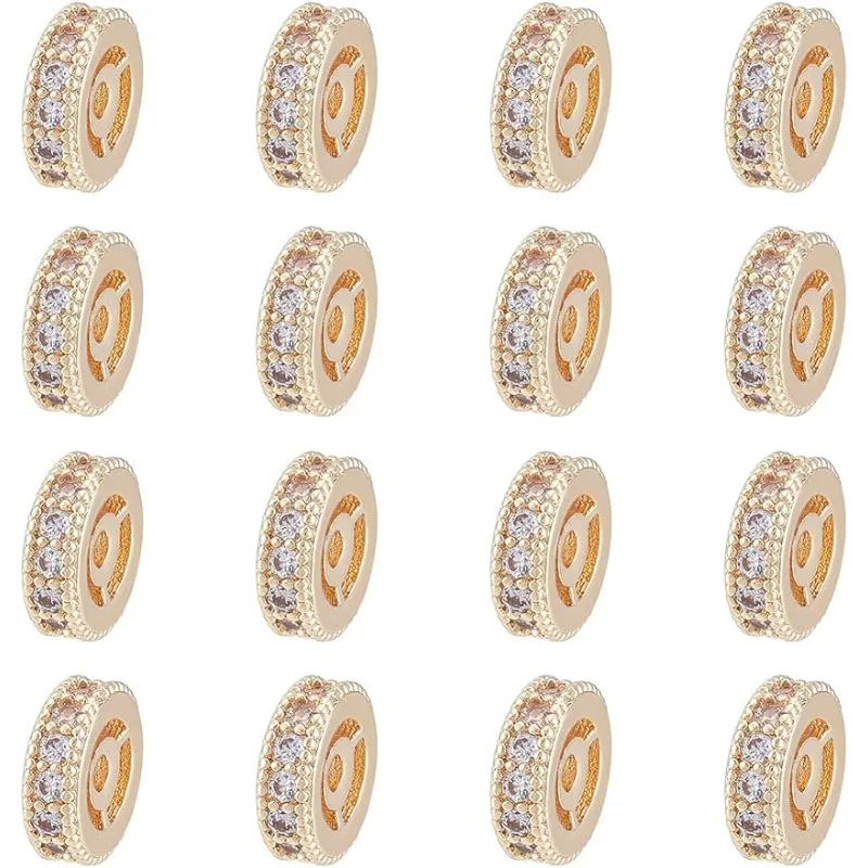 16Pcs Brass Cubic Zirconia Spacer Beads 14K Gold Plated Flat Round Micro Pave Clear Cubic Zirconia Beads Wheel Rhinestone Beads
16Pcs Brass Cubic Zirconia Spacer Beads 14K Gold Plated Flat Round Micro Pave Clear Cubic Zirconia Beads Wheel Rhinestone Beads