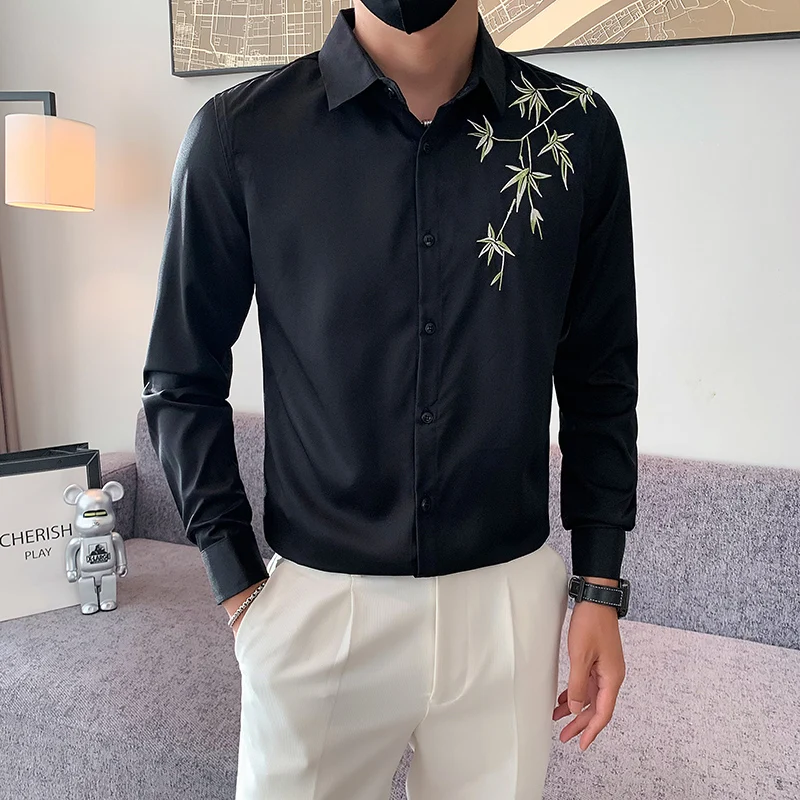 Chinese Style Bamboo Embroidery Shirts Men 2023 Autumn Long Sleeve Slim Casual Business Dress Shirts Social Party Tuxedo Blouse
Chinese Style Bamboo Embroidery Shirts Men 2023 Autumn Long Sleeve Slim Casual Business Dress Shirts Social Party Tuxedo Blouse