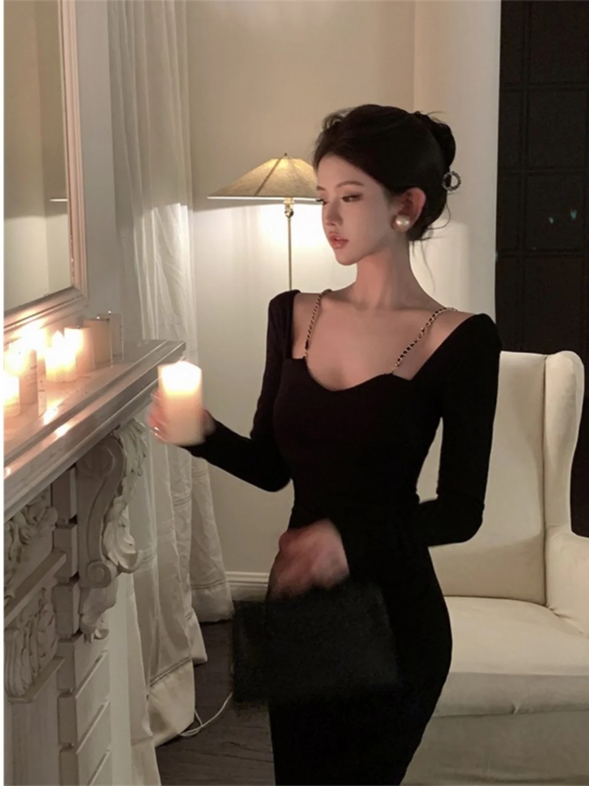 Elegant Women's Long Sleeve Midi Dress Sweet Waist Cinching Slimming Neck Hanging Shoulder Bridesmaid Dress Commute Style
Elegant Women's Long Sleeve Midi Dress Sweet Waist Cinching Slimming Neck Hanging Shoulder Bridesmaid Dress Commute Style