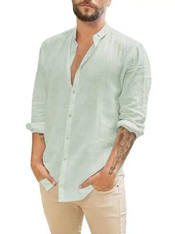 Slim Fit Long Sve Cotton Linen irt Men's Retro Sle Stand Collar Sun Protection Cardigan Breathable Casual Workwear
Slim Fit Long Sve Cotton Linen irt Men's Retro Sle Stand Collar Sun Protection Cardigan Breathable Casual Workwear