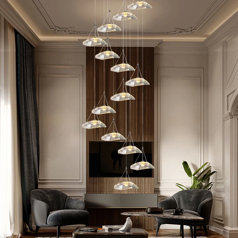 Living Room Pendant Lights LED Glass Hanging Lamp for High Ceiling Decor Post-modern Home Room Lustre Nordic Staircase
Living Room Pendant Lights LED Glass Hanging Lamp for High Ceiling Decor Post-modern Home Room Lustre Nordic Staircase