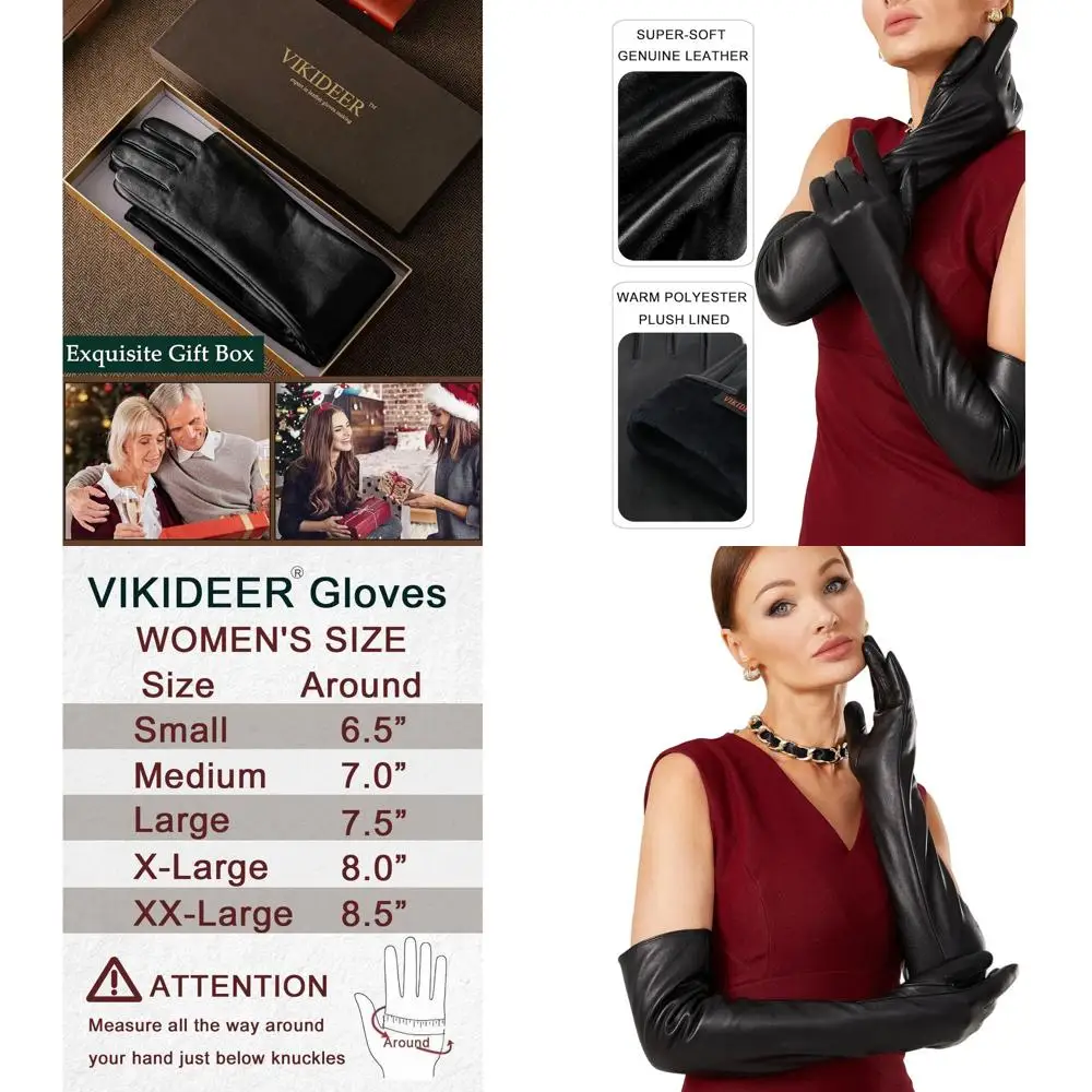 VIKIDEER Warm Soft Long Leather Gloves Women Plush Lined Full Touchscreen Luxury Gloves for Evening Opera Arty Costume 23.6''
VIKIDEER Warm Soft Long Leather Gloves Women Plush Lined Full Touchscreen Luxury Gloves for Evening Opera Arty Costume 23.6''