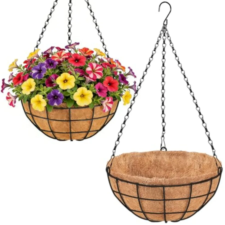 16 Inch Hanging Planters for Outdoor Plants, Pack Large Hanging Baskets for Plants Outdoor Metal Hanging Baskets with Thick Coc
16 Inch Hanging Planters for Outdoor Plants, Pack Large Hanging Baskets for Plants Outdoor Metal Hanging Baskets with Thick Coc