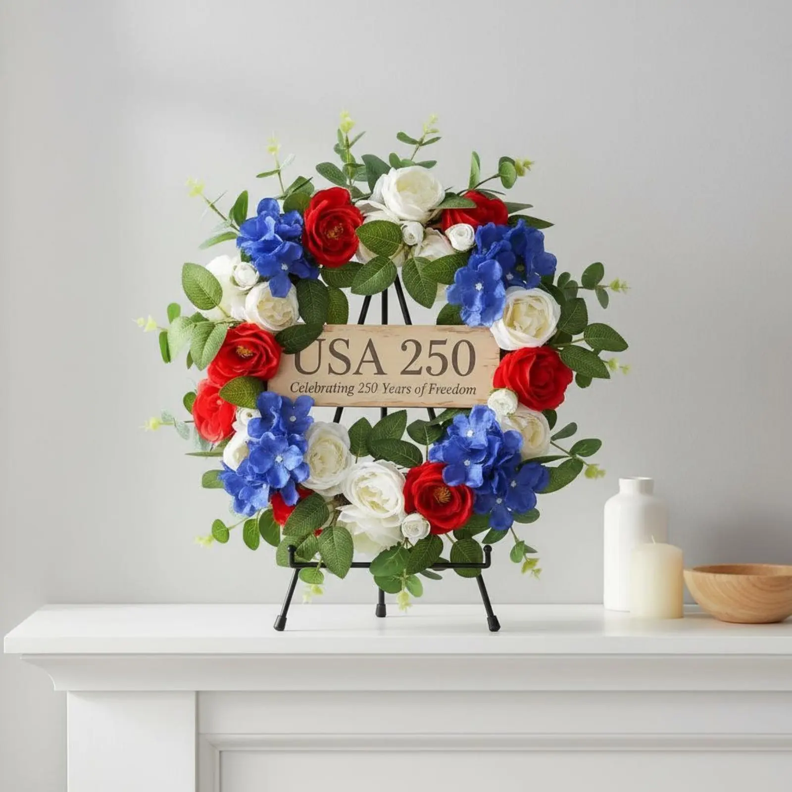 USA 250 Wreath Artificial Flowers Independence Day Wreath Holiday Decor Vibrant Colors Sturdy Construction for Entryway
USA 250 Wreath Artificial Flowers Independence Day Wreath Holiday Decor Vibrant Colors Sturdy Construction for Entryway