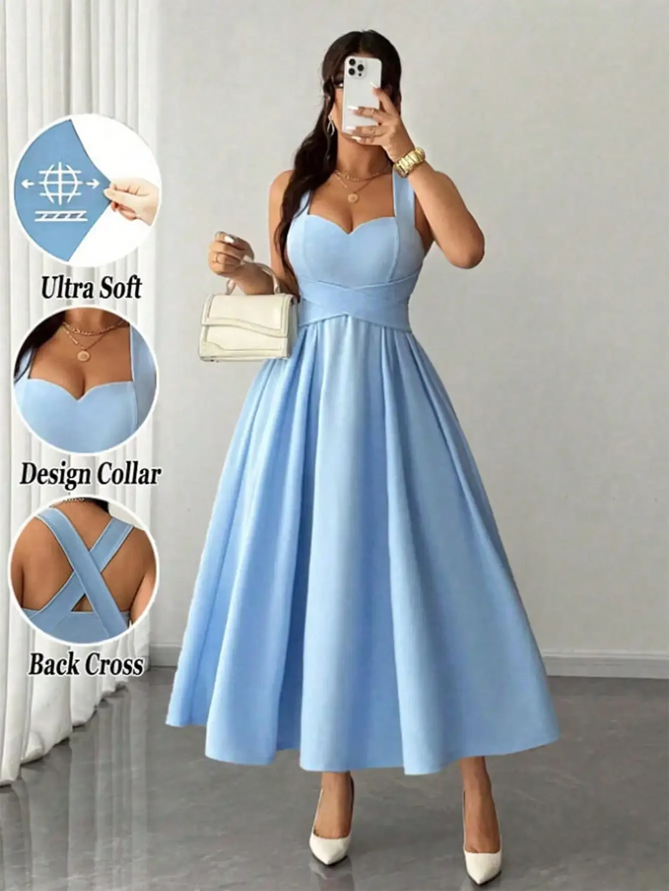 Women's Elegant Romantic Blue Pink Floral Print High-Stretch Fabric Spaghetti Strap Wrap Tie Design Dress With Bow Tie At Back Waist, Ruched Waist, Versatile Design For Party, Music Festival, Casual, Holiday, Date Night, Valentine's Day
Women's Elegant Romantic Blue Pink Floral Print High-Stretch Fabric Spaghetti Strap Wrap Tie Design Dress With Bow Tie At Back Waist, Ruched Waist, Versatile Design For Party, Music Festival, Casual, Holiday, Date Night, Valentine's Day