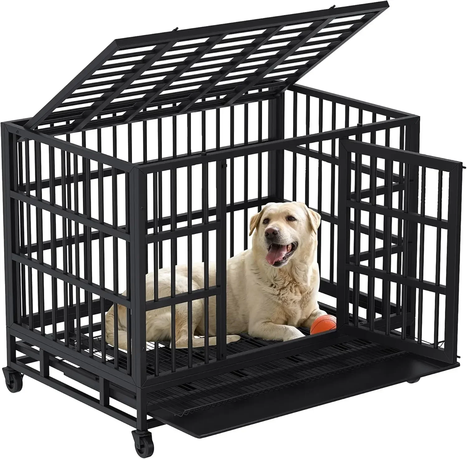 48 inch Heavy Duty Crates for Large Dog, Indestructible and Escape-Proof Cage Kennel with Lockable Wheels, Double Door High Anxi
48 inch Heavy Duty Crates for Large Dog, Indestructible and Escape-Proof Cage Kennel with Lockable Wheels, Double Door High Anxi