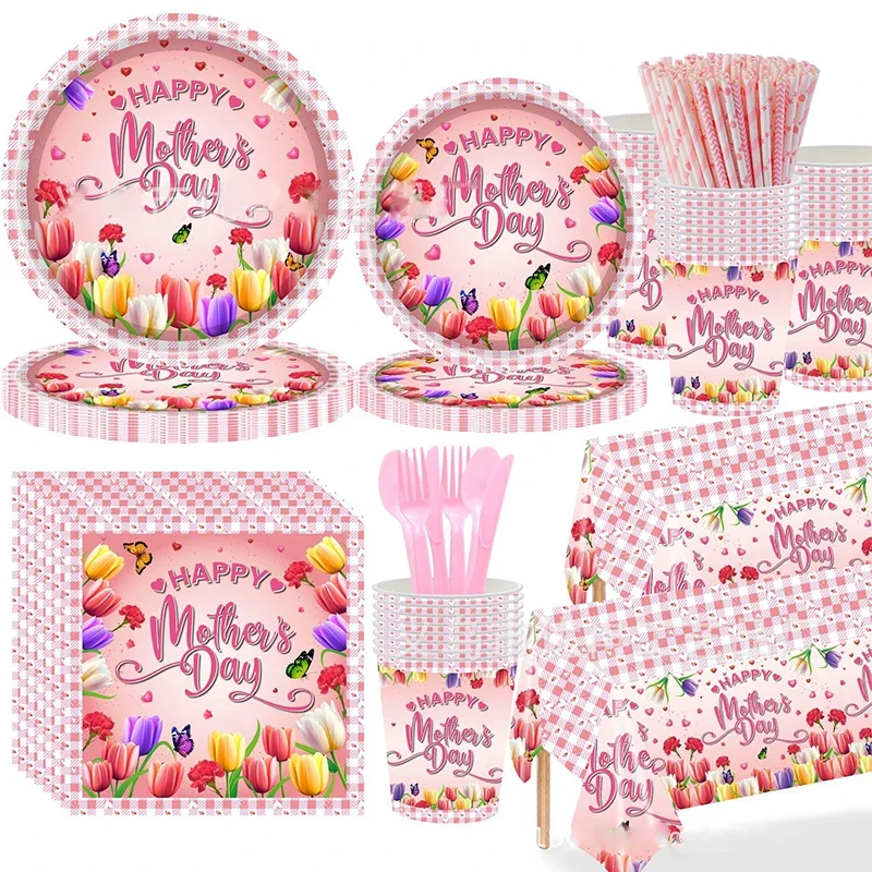 8Guests Pink Mother's Day Disposable Tableware Butterfly Tulip Flower Love Heart Plates Cups Napkins Happy Mother's Day Decor
8Guests Pink Mother's Day Disposable Tableware Butterfly Tulip Flower Love Heart Plates Cups Napkins Happy Mother's Day Decor