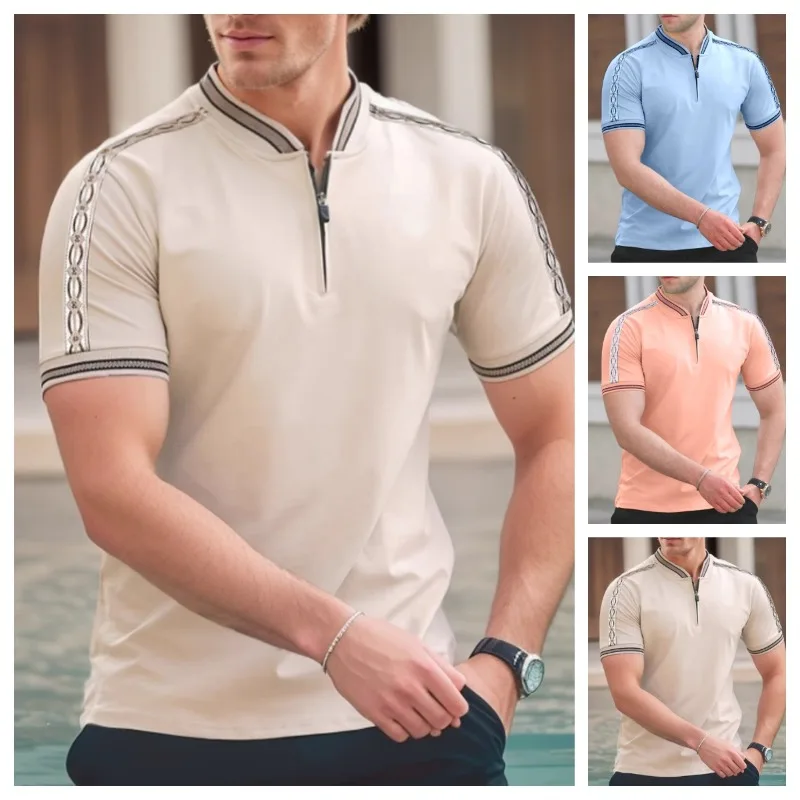 Korean Stand-up Collar Half Zipper T-shirt for Men Summer Short Sleeve Slim Casual Business Polo Shirt Versatile Social Tee Tops
Korean Stand-up Collar Half Zipper T-shirt for Men Summer Short Sleeve Slim Casual Business Polo Shirt Versatile Social Tee Tops