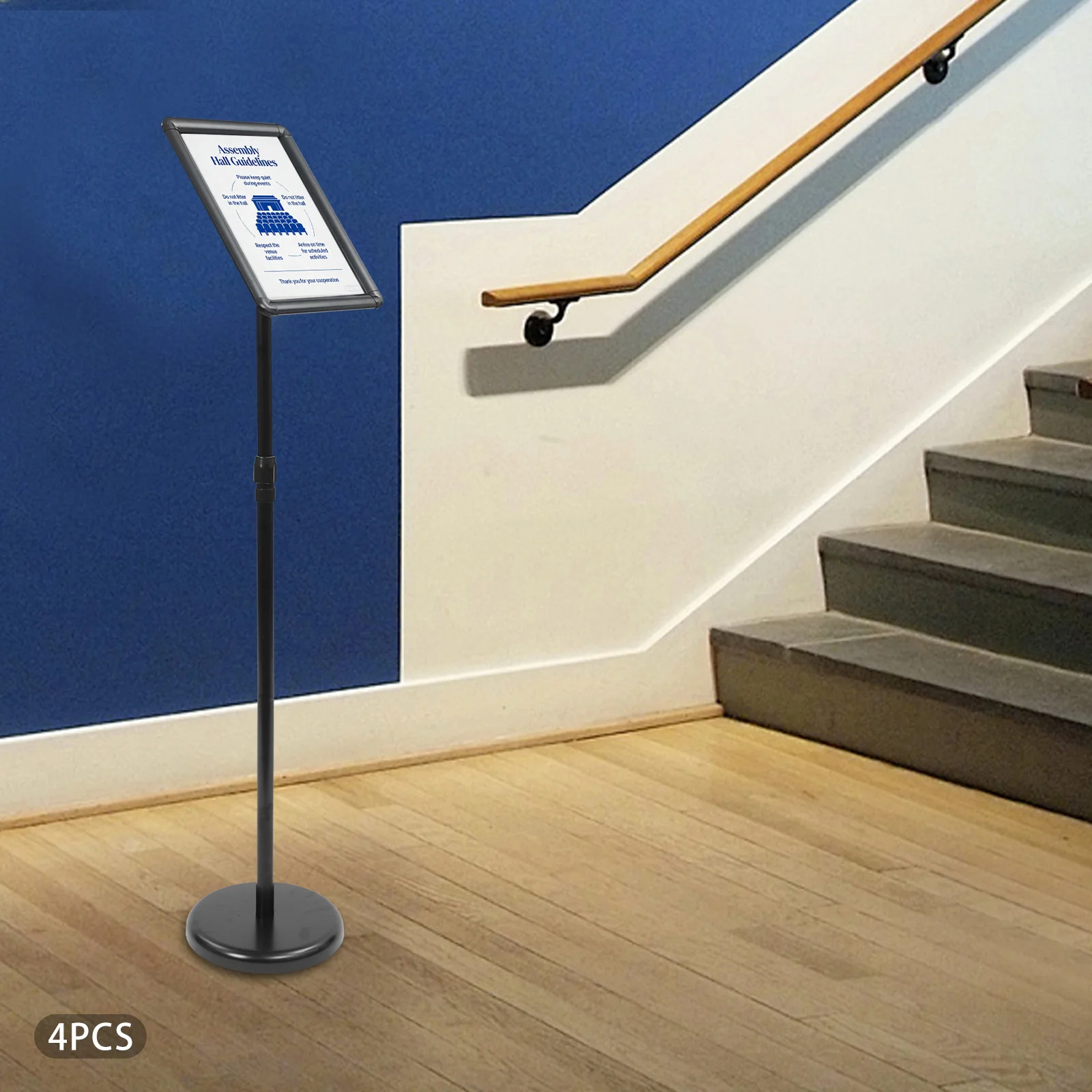 4PCS Floor Mounted Adjustable Floor Standing Sign Holder Edestal Poster Stand for Vertical & Horizontal Display
4PCS Floor Mounted Adjustable Floor Standing Sign Holder Edestal Poster Stand for Vertical & Horizontal Display